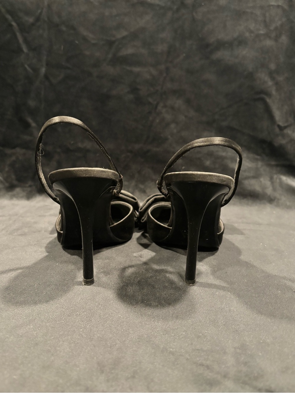 Zara Black Pointed-Toe Slingback Heels with Bow - Picture 7 of 12